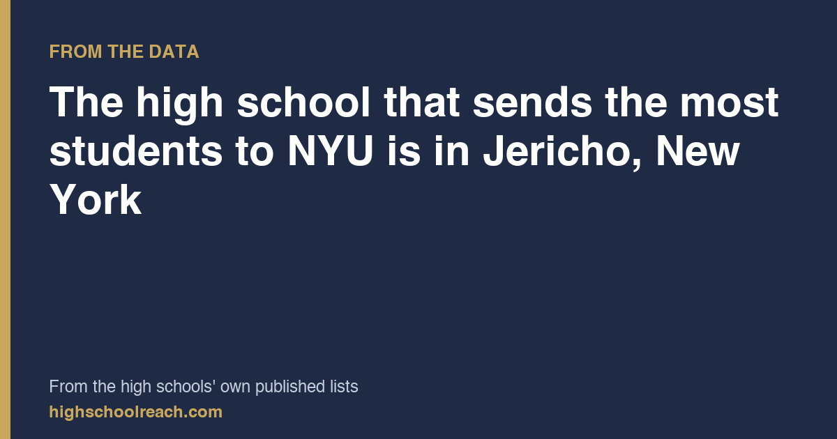 The high school that sends the most students to NYU is in Jericho, New York — from the high schools' own published lists