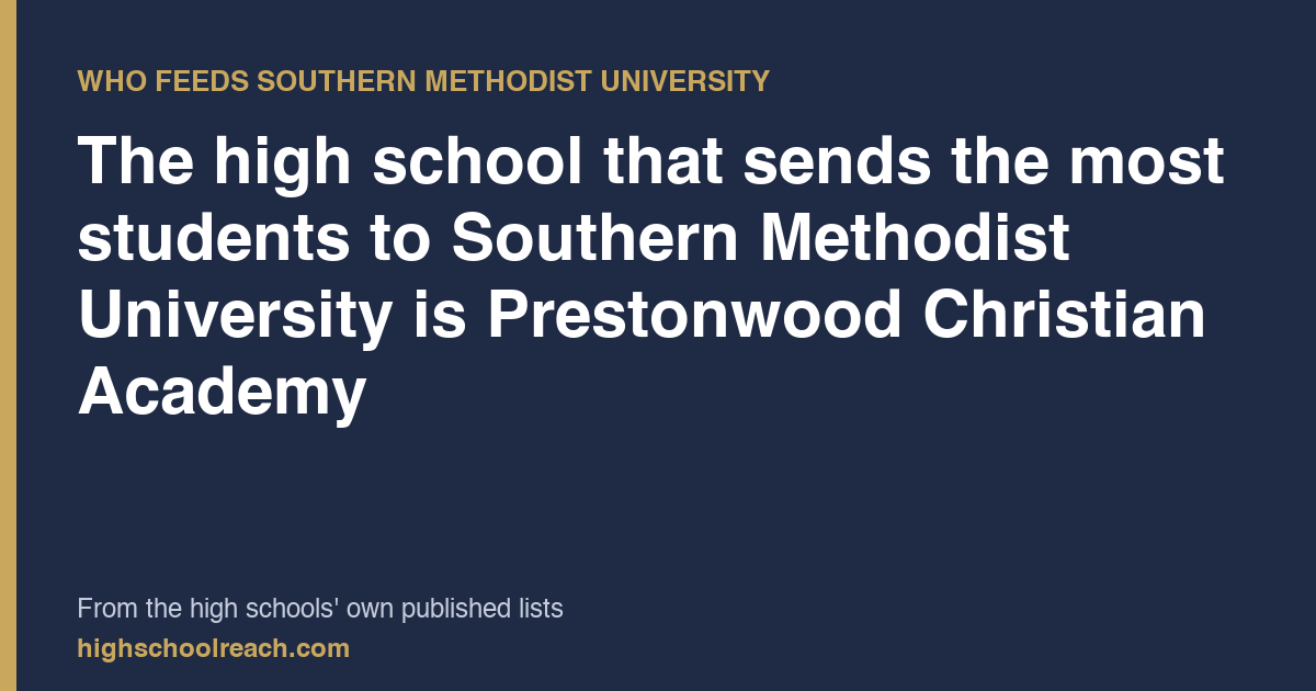 The high school that sends the most students to Southern Methodist University is Prestonwood Christian Academy — from the high schools' own published lists