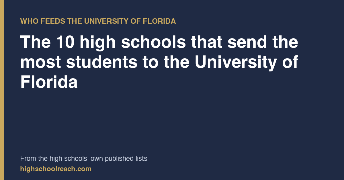 The 10 high schools that send the most students to the University of Florida — from the high schools' own published lists